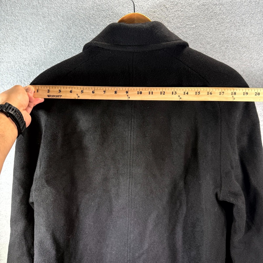 Alorna Long Coat Women's M/L Black Super Fine Wool Blend Collared Button Front - Picture 10 of 13